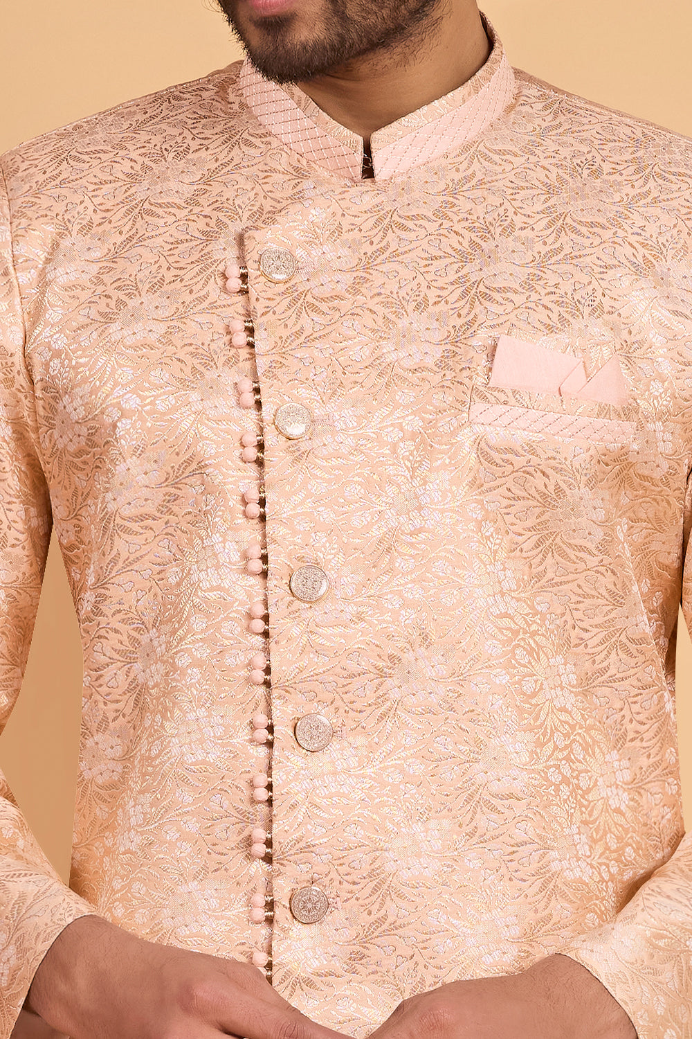 Peach Banarasi Jaquard Indo Western (NMK-8797)