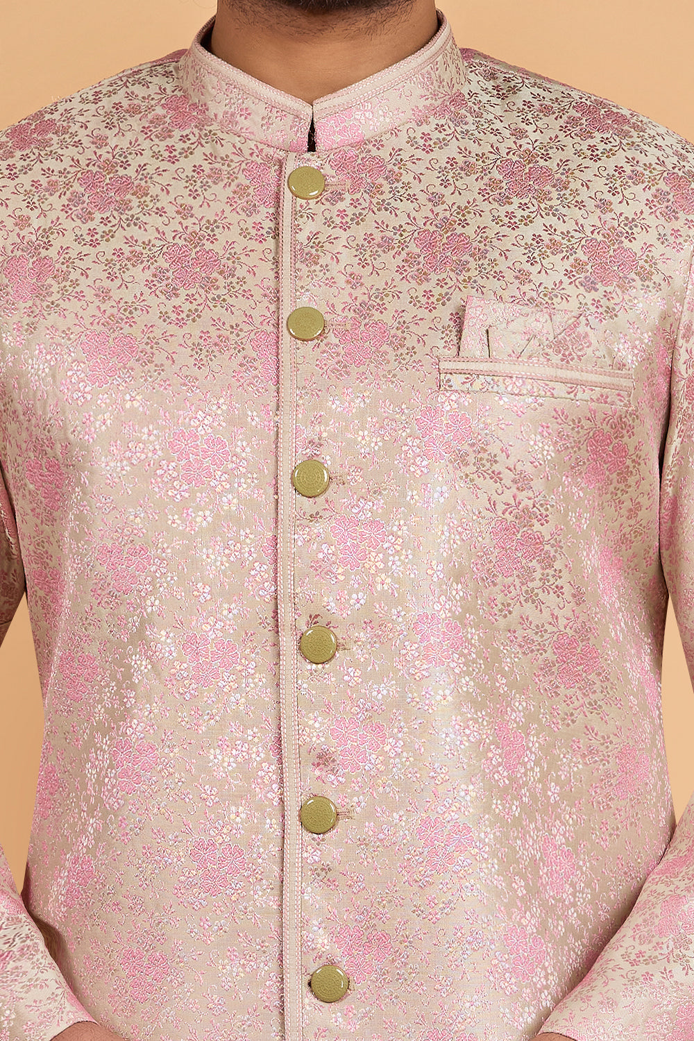 Pink Banarasi Jaquard Indo Western (NMK-8798)