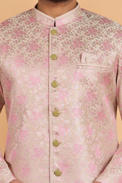 Pink Banarasi Jaquard Indo Western (NMK-8798)