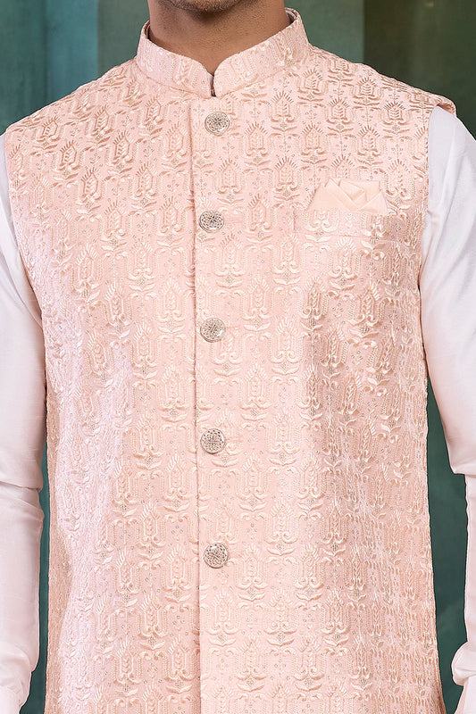 Pink Art Silk Nehru Jacket (NMK-8804)