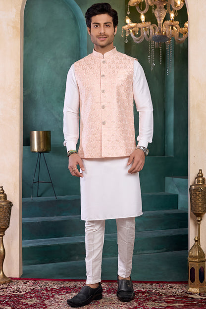 Pink Art Silk Nehru Jacket (NMK-8804)