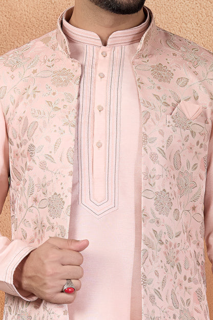 Pink Jaquard Nehru Jacket (NMK-8839)