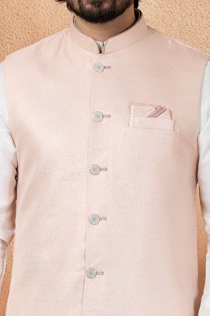 Pink Jaquard Nehru Jacket for Men (NMK-8841)