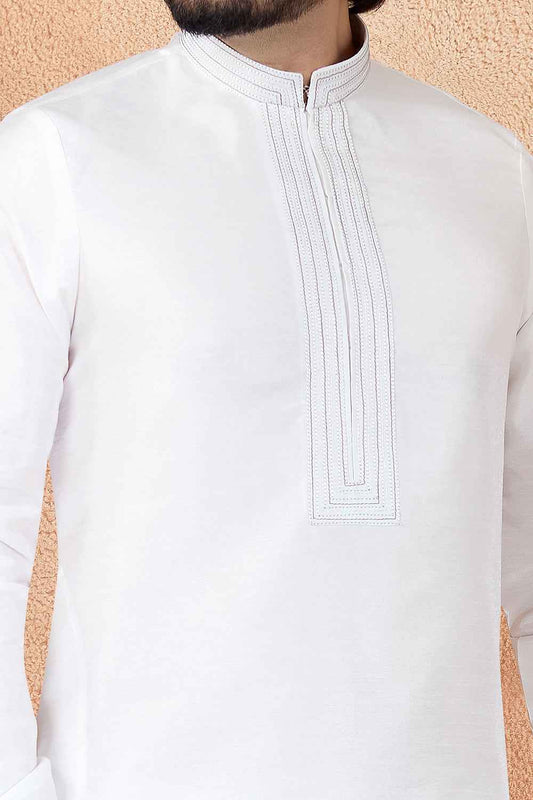 Off White Art Silk Kurta Pajama (NMK-8847)