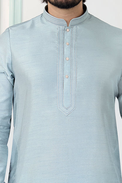 Grey Art Silk Kurta Pajama (NMK-8848)