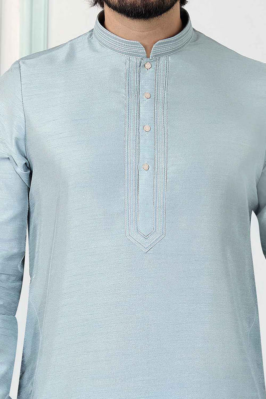 Grey Art Silk Kurta Pajama (NMK-8848)