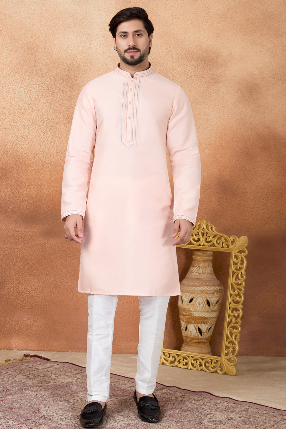 Pink Art Silk Kurta Pajama (NMK-8849)