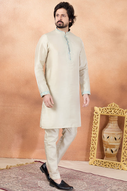 Beige Art Silk Kurta Pajama (NMK-8850)