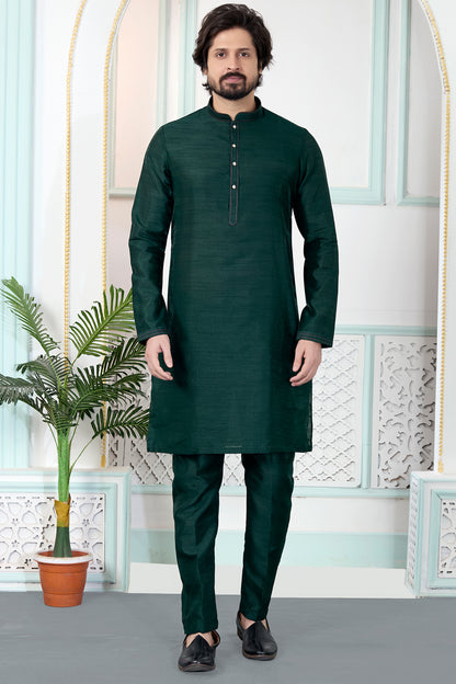 Green Art Silk Kurta Pajama (NMK-8857)