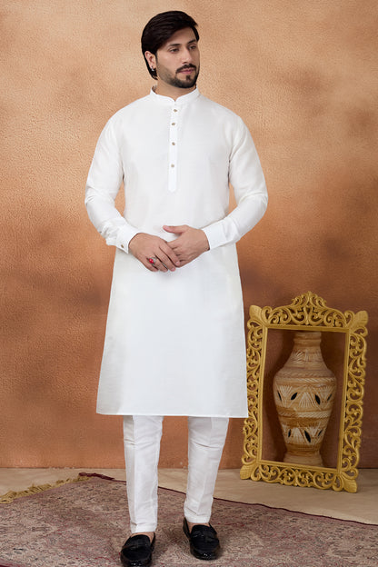 Off White Art Silk Mens Kurta Pajama (NMK-8860)