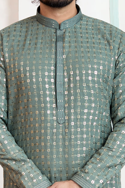 Green Art Silk Kurta Pajama (NMK-8862)