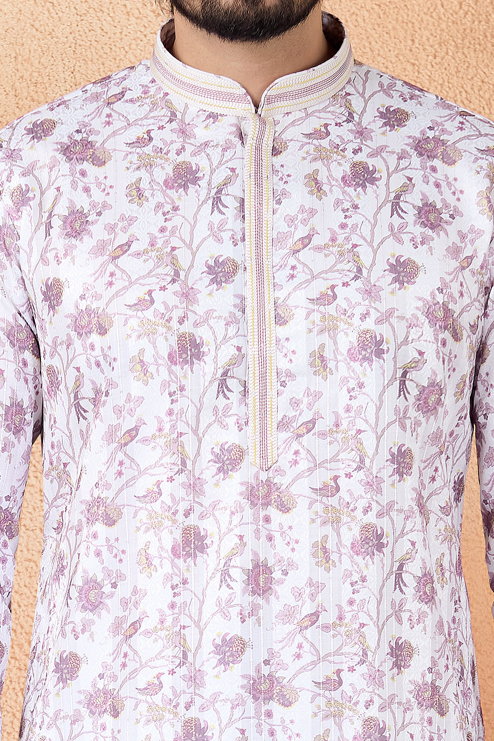 Cream Art Silk Mens Kurta Pajama (NMK-8864)