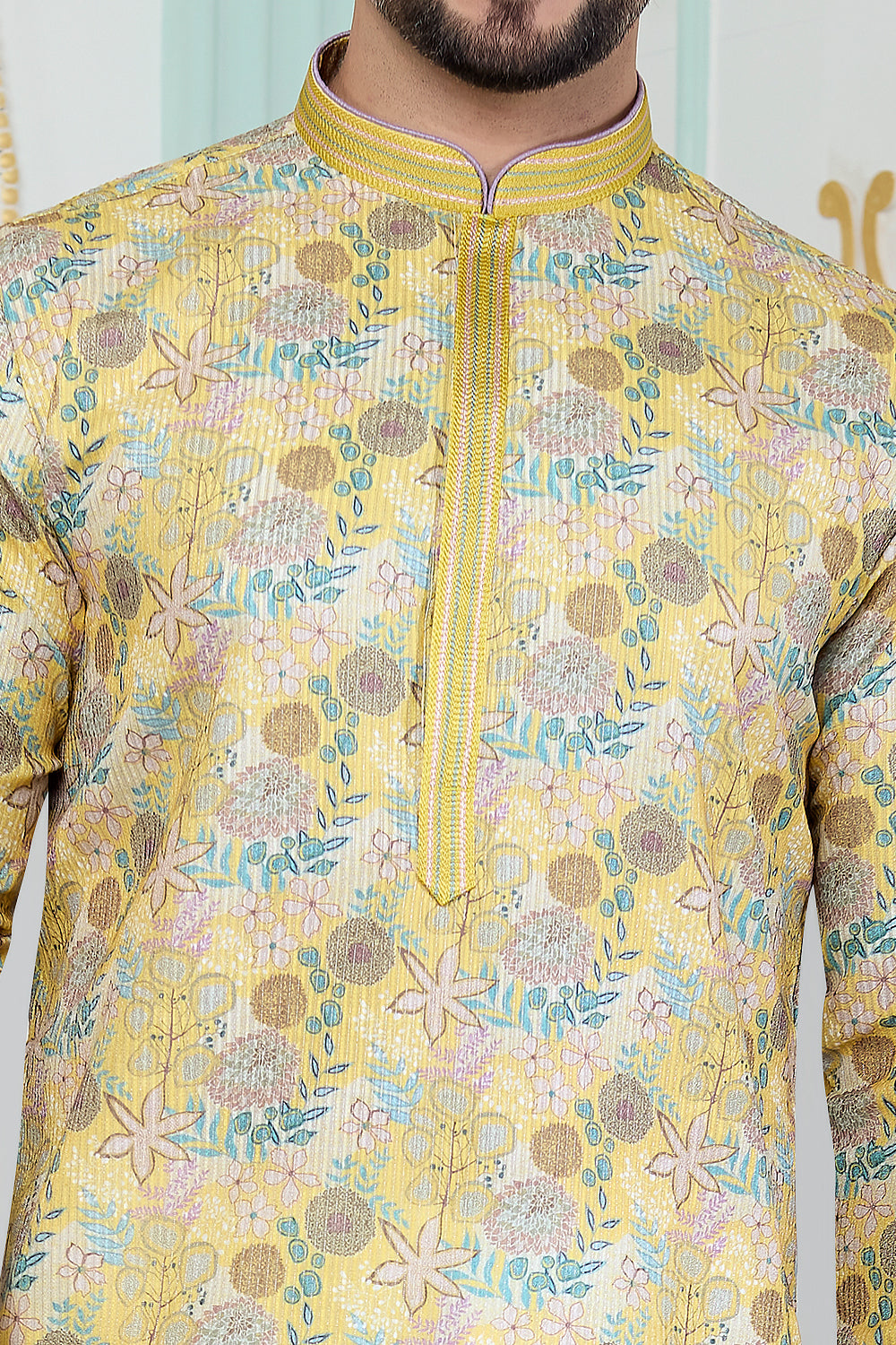 Yellow Art Silk Kurta Pajama (NMK-8865)