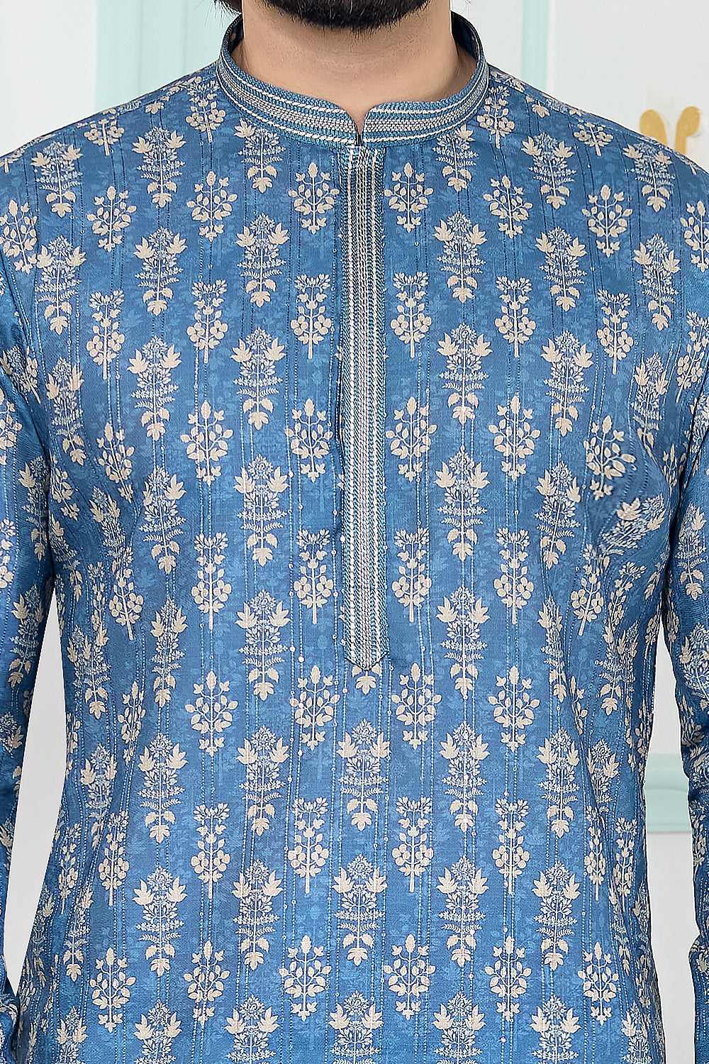 Blue Art Silk Kurta Pajama for Men (NMK-8867)