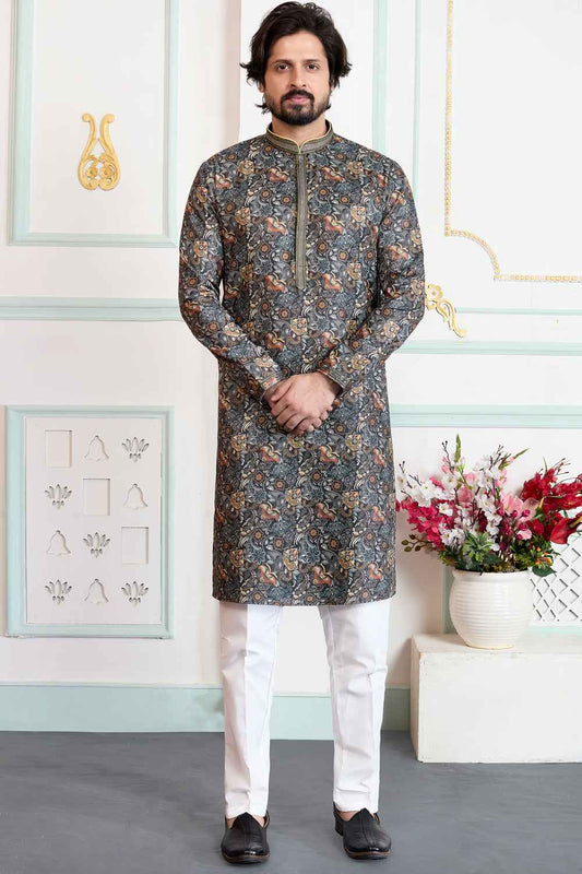 Dark Green Art Silk Kurta Pajama (NMK-8869)