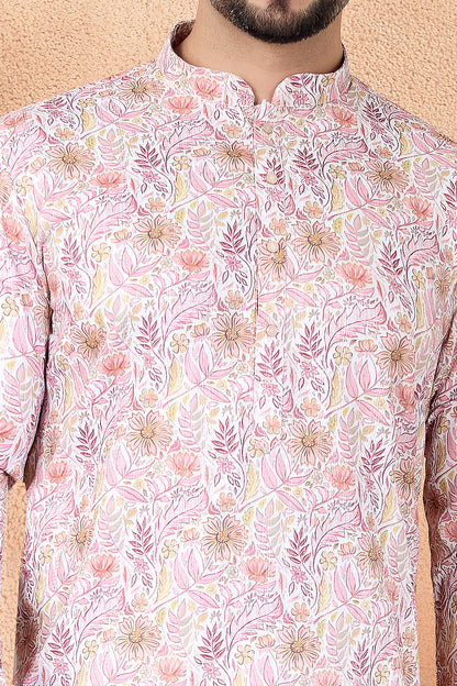 Pink Art Silk Digital Printed Kurta Pajama (NMK-8872)