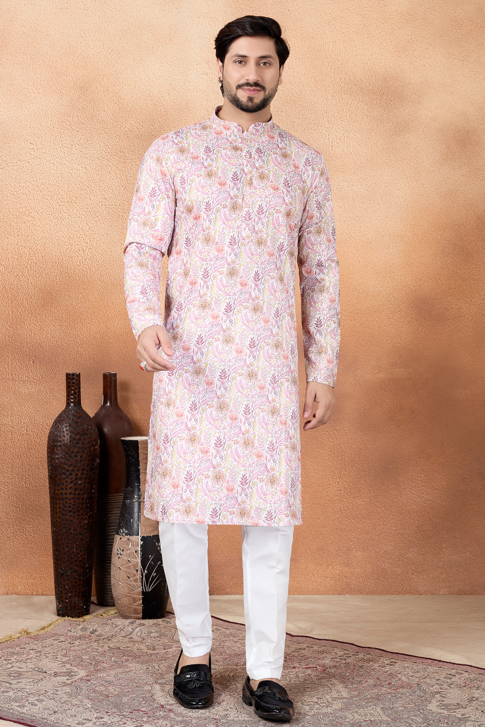 Pink Art Silk Digital Printed Kurta Pajama (NMK-8872)