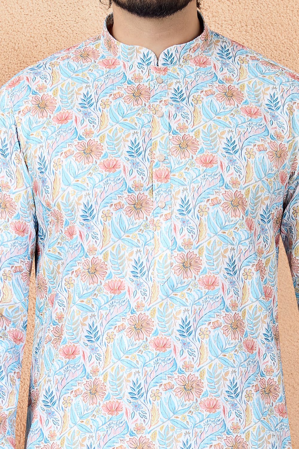 Blue Art Silk Digital printed Kurta Pajama (NMK-8873)