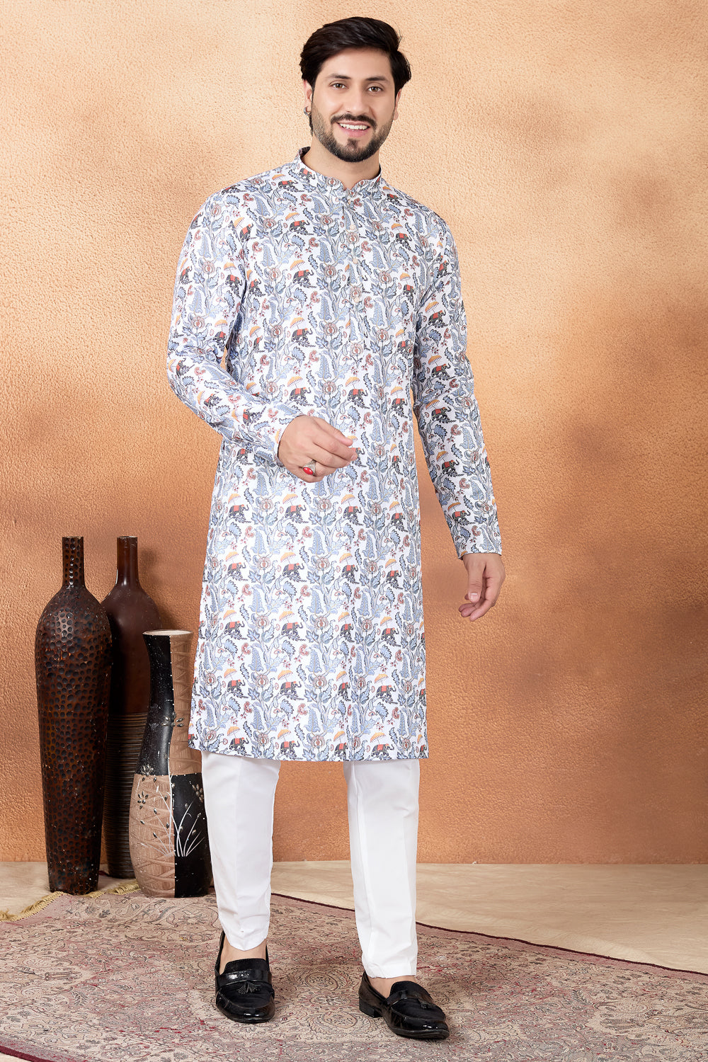 Blue Art Silk Kurta Pajama for Men (NMK-8874)