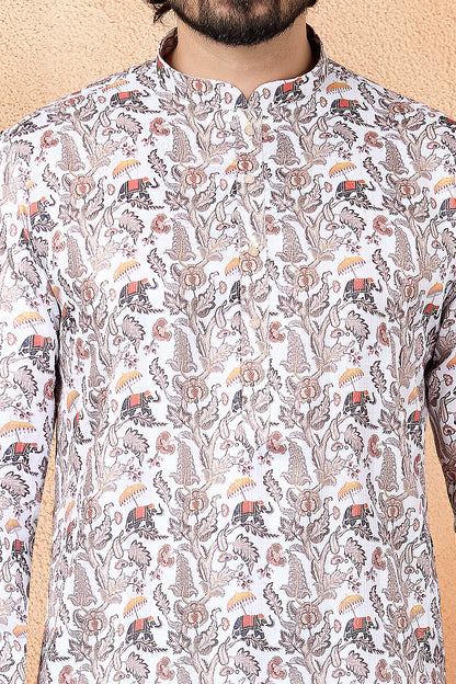 Brown Art Silk Digital Printed Kurta Pajama (NMK-8875)
