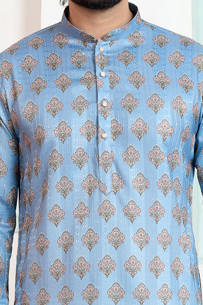 Blue Art Silk Kurtas for Men (NMK-8878)