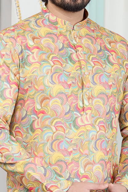 Yellow Art Silk Kurta Pajama (NMK-8880)