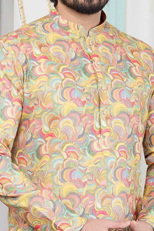 Yellow Art Silk Kurta Pajama (NMK-8880)