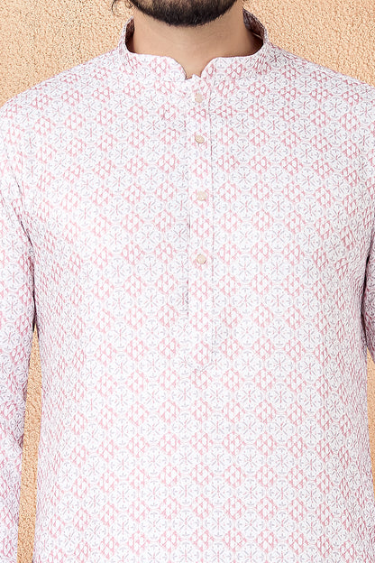 Cream Art Silk Kurta Pajama for Men (NMK-8882)