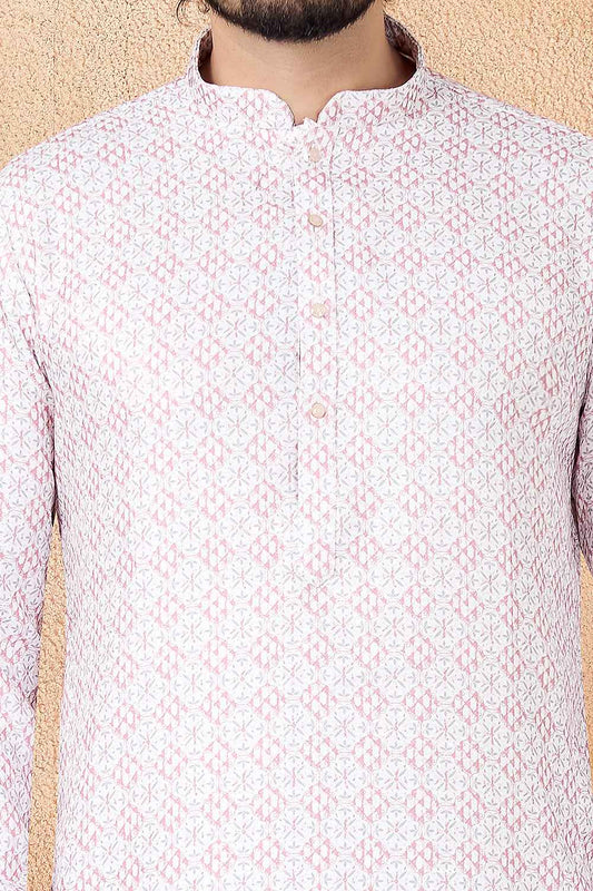 Cream Art Silk Kurta Pajama for Men (NMK-8882)