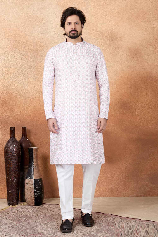 Cream Art Silk Kurta Pajama for Men (NMK-8882)