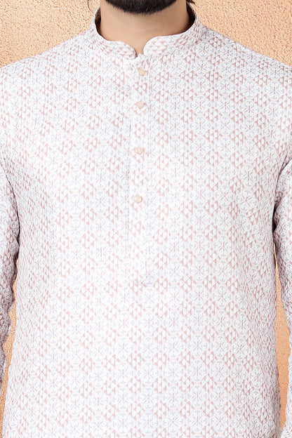 Cream Art Silk Kurta Pajama (NMK-8884)