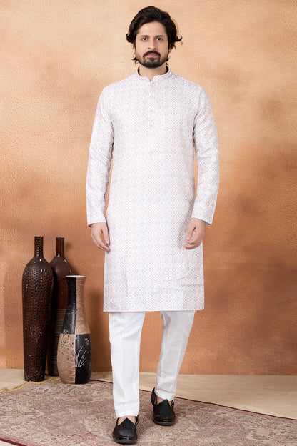 Cream Art Silk Kurta Pajama (NMK-8884)