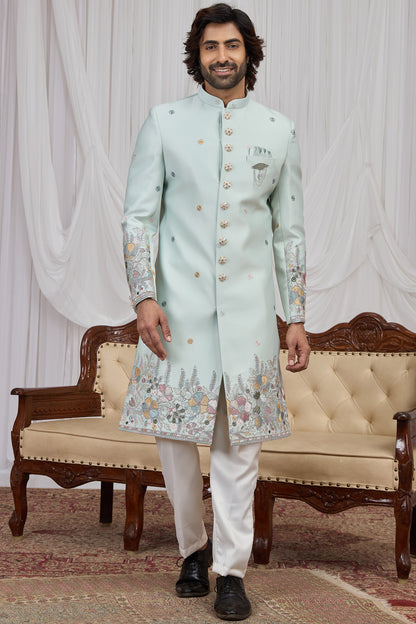 Pista Green Art Silk Indo Western (NMK-8886)