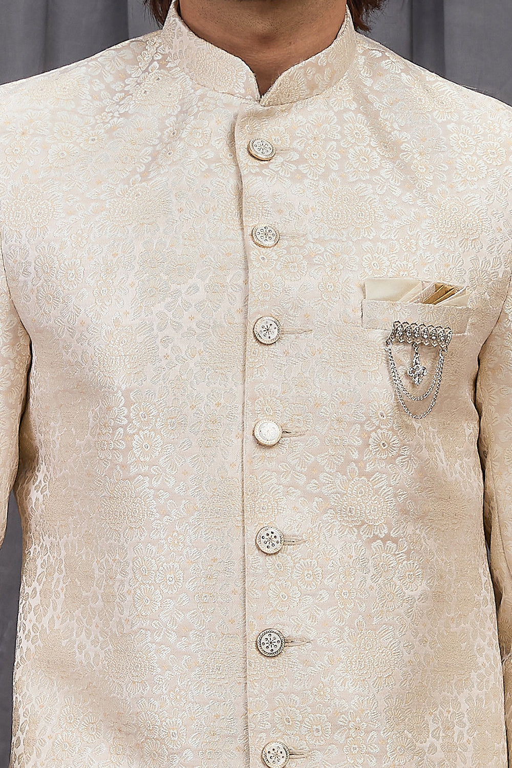 Beige Jaquard Indo Western (NMK-8887)