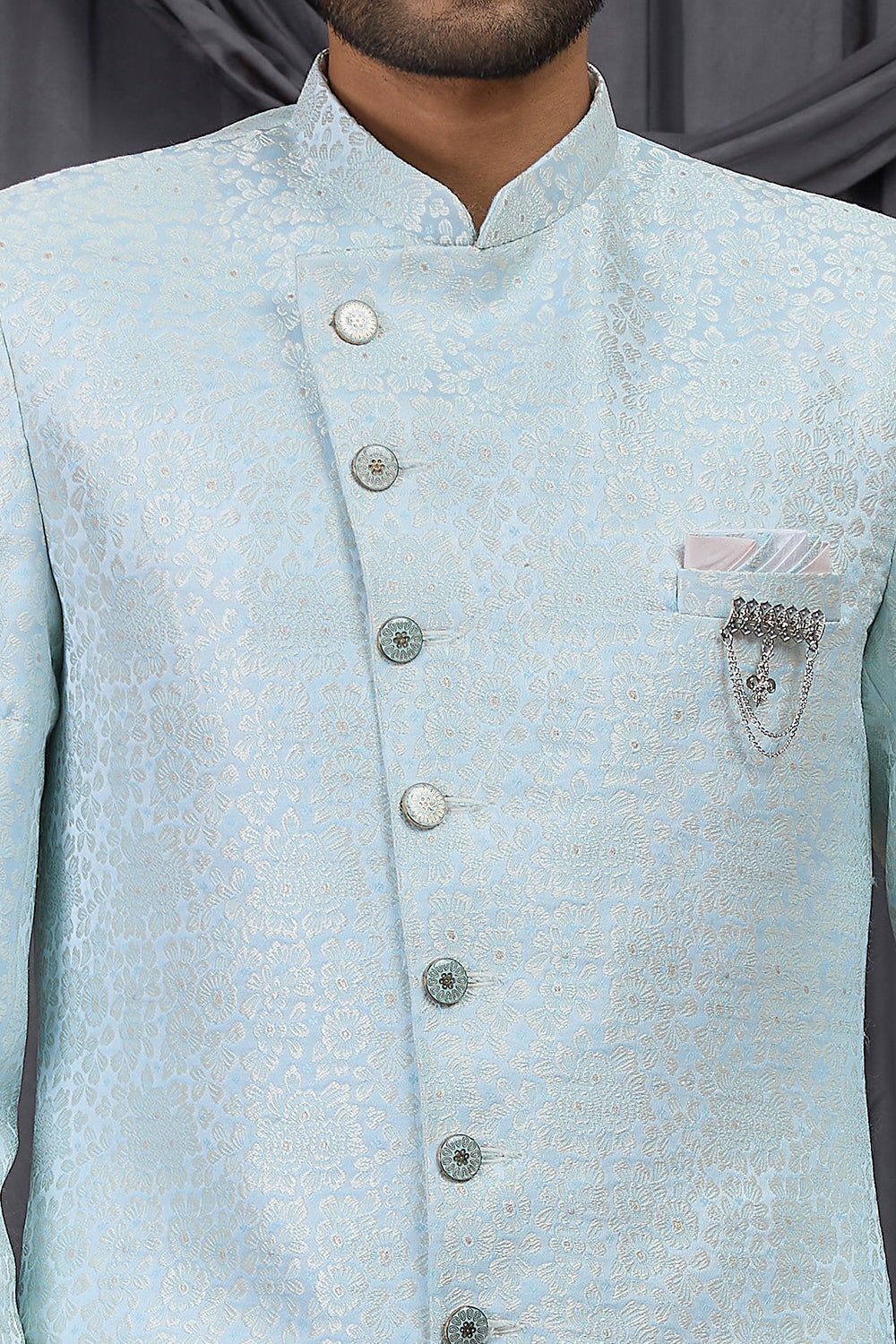 Sky Blue Jaquard Indo Western (NMK-8888)
