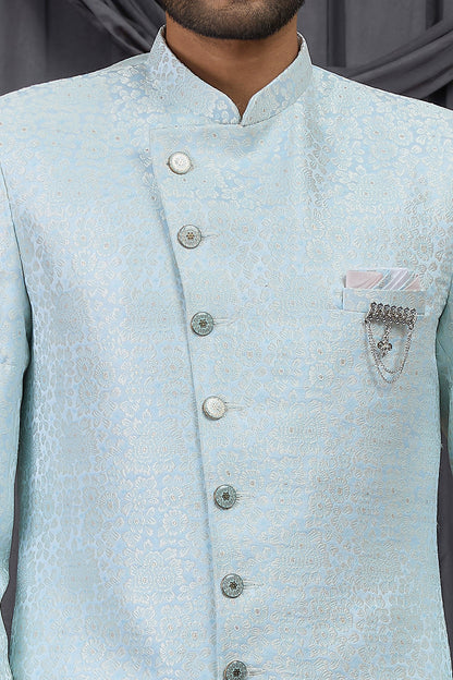 Sky Blue Jaquard Indo Western (NMK-8888)