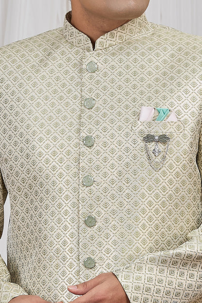 Green Jaquard Indo Western (NMK-8889)