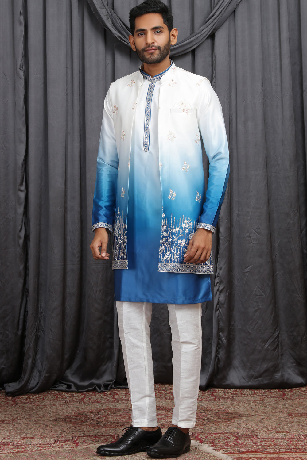 Shaded Blue Art Silk Indo Western (NMK-8894)