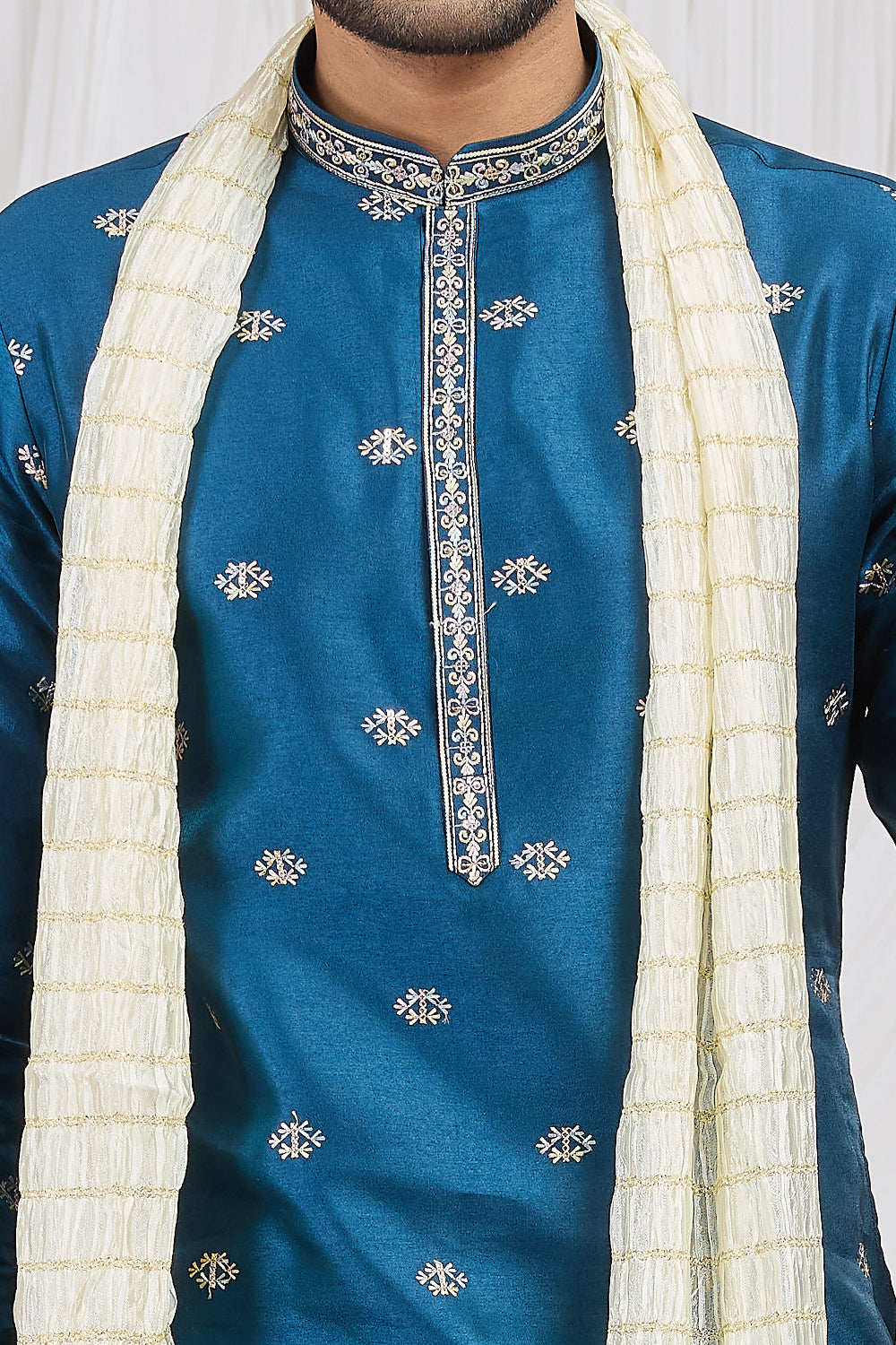 Blue Art Silk Kurta Pajama (NMK-8905)