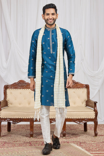Blue Art Silk Kurta Pajama (NMK-8905)
