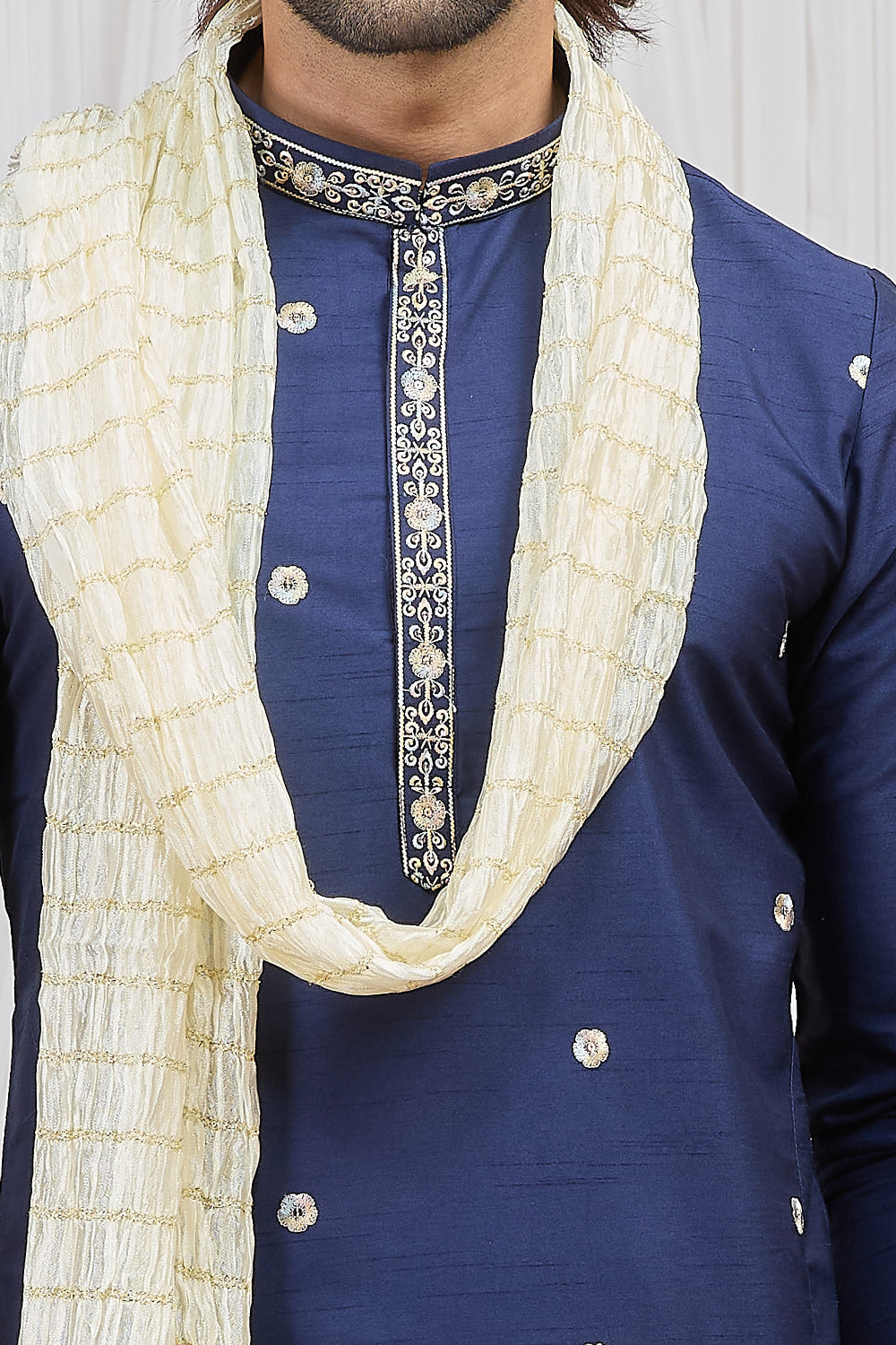 Navy Blue Art Silk Kurta Pajama (NMK-8907)