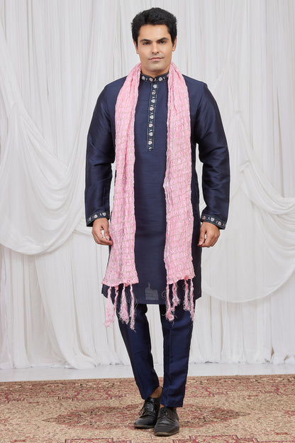 Blue Art Silk Mens Kurta Pajama (NMK-8911)