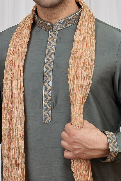 Grey Art Silk Kurta Pajama (NMK-8912)