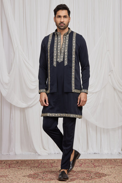 Navy Blue Armani Nehru Jacket (NMK-8914)
