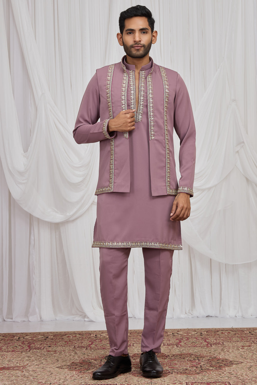 Purple Armani Mens Nehru Jacket (NMK-8916)