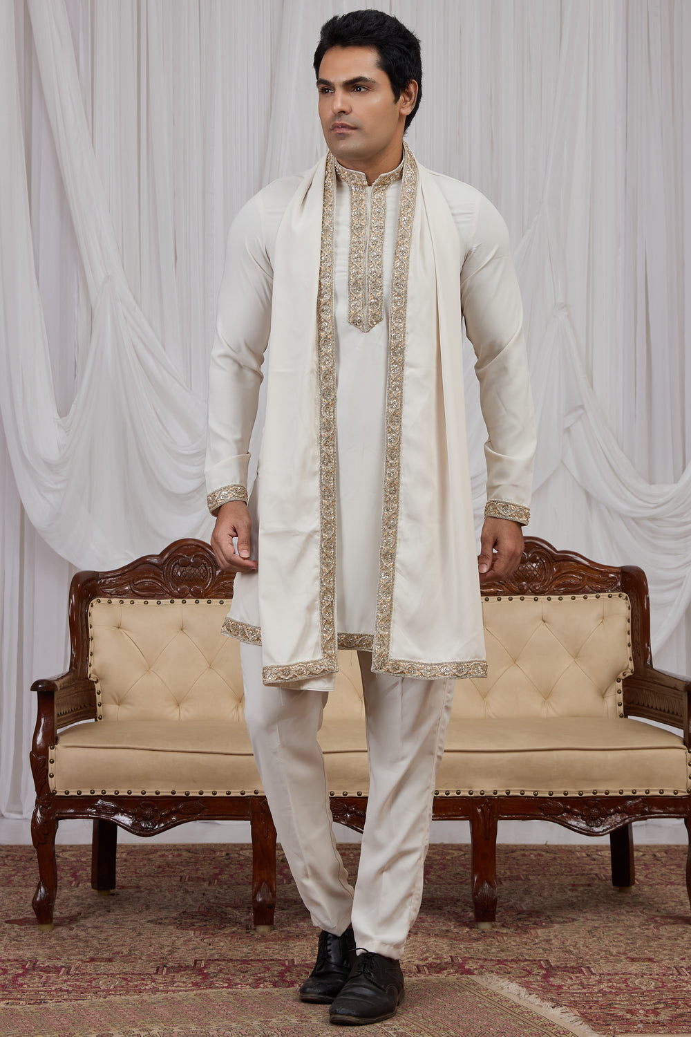 Cream Armani Kurta Pajama (NMK-8917)