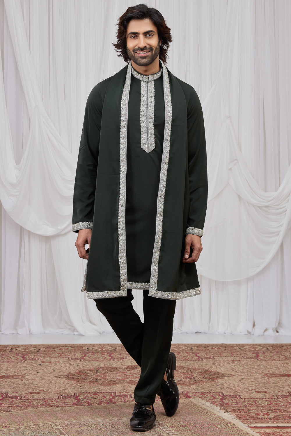 Dark Green Armani Kurta Pajama (NMK-8918)