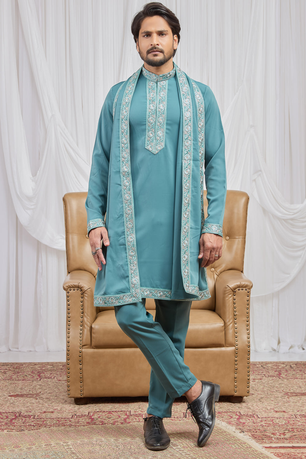 Blue Armani Kurta Pajama (NMK-8920)