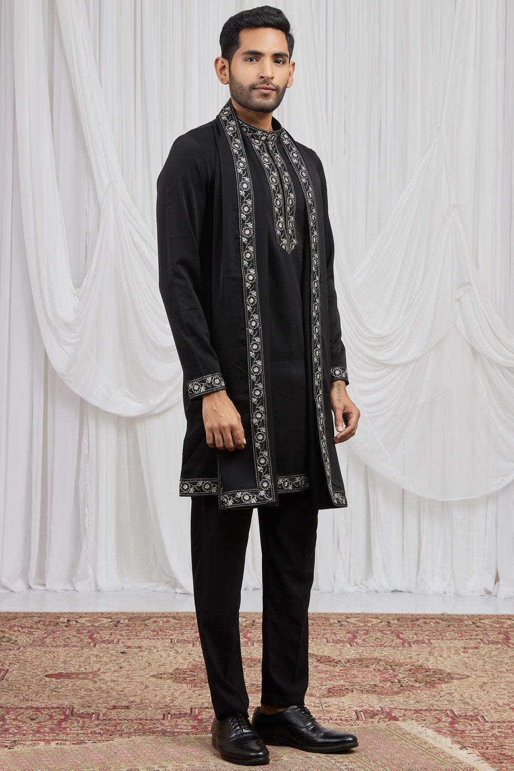 Black Armani Kurta Pajama (NMK-8922)