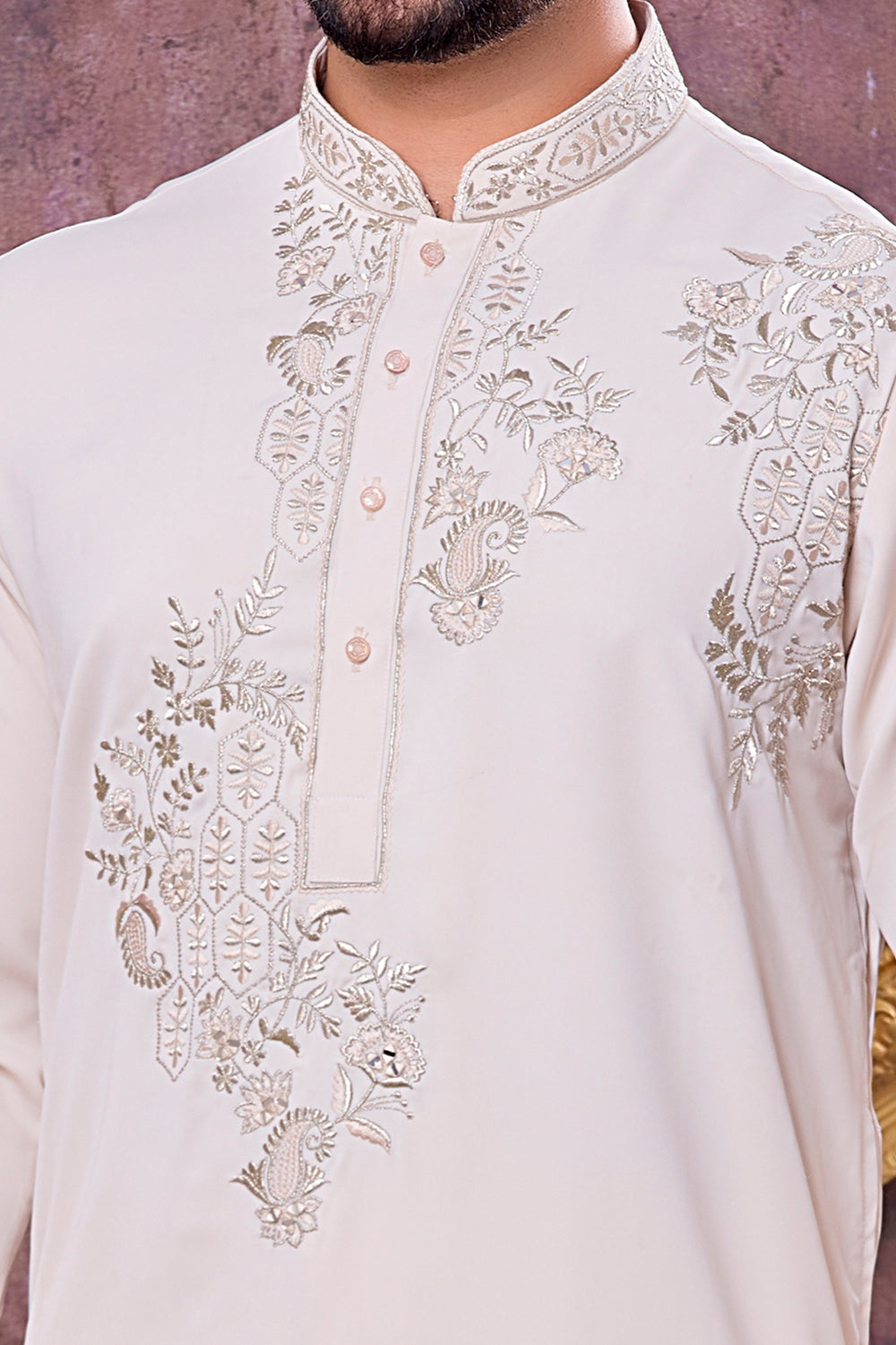 Cream Armani Mens Kurta Pajama (NMK-8923)